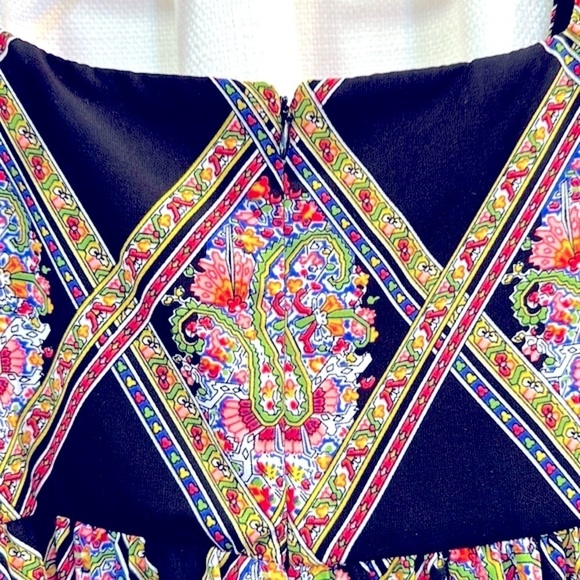 Women’s Sage Boho Argyle Floral Pattern Polyester Baby Doll Smock Dress Size M - Picture 9 of 9